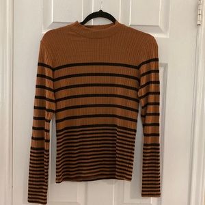 Mango mock turtleneck. Copper and black striped. Long sleeve shirt. Like new. S